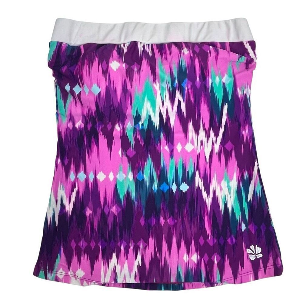 Hapari Womens Abstract Ikat Print Swimwear Bandeau Tankini Top Multicolor Medium